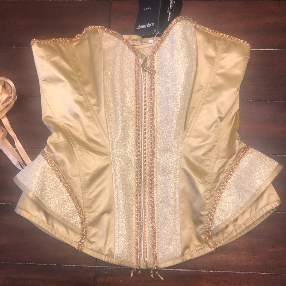 Glittering gold over bust corset 34” waist closure